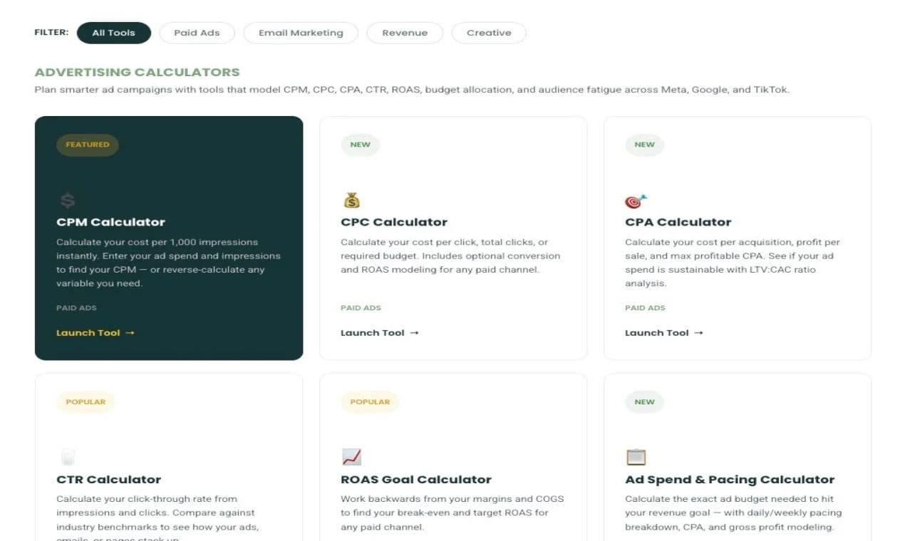 Free eCommerce Marketing Tools product preview for startup listing on Aura++