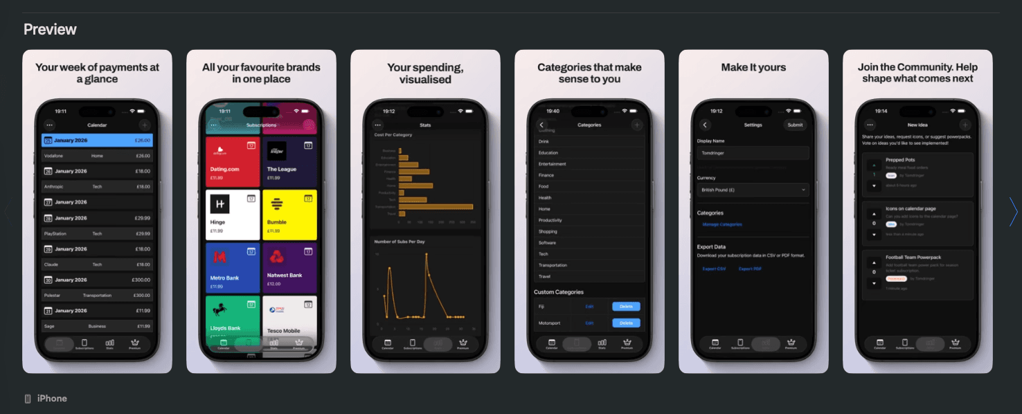 Sublime Subscription Manager product preview for startup listing on Aura++