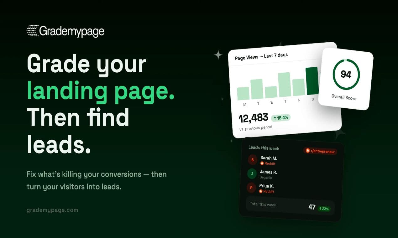 Grademypage product preview for startup listing on Aura++