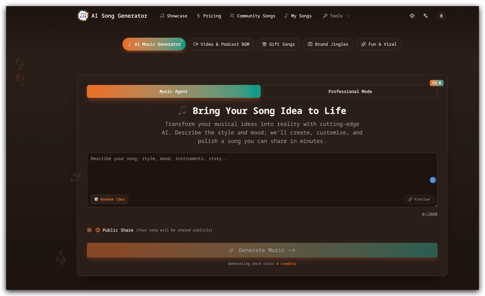 AI Song Generator product preview for startup listing on Aura++