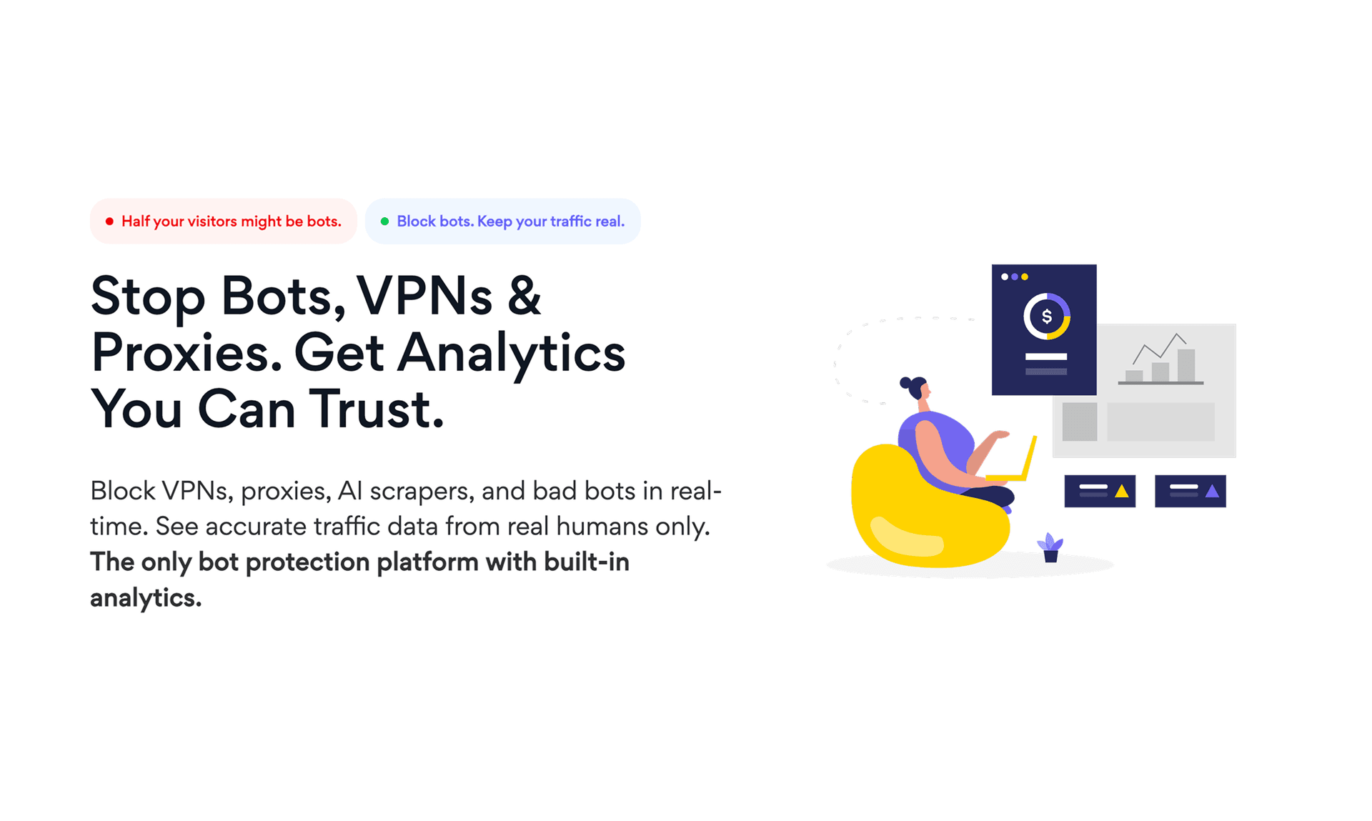Moonito - Bot Protection & Analytics product preview for startup listing on Aura++