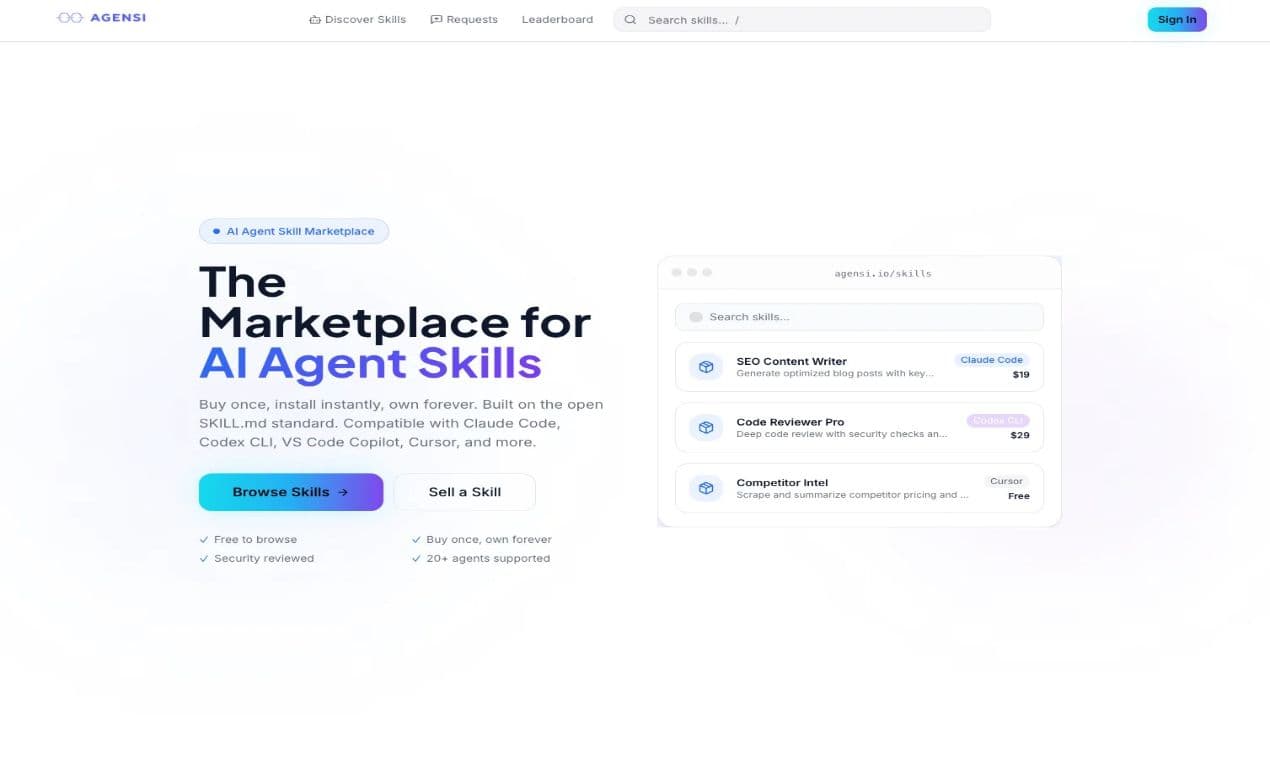 Agensi product preview for startup listing on Aura++
