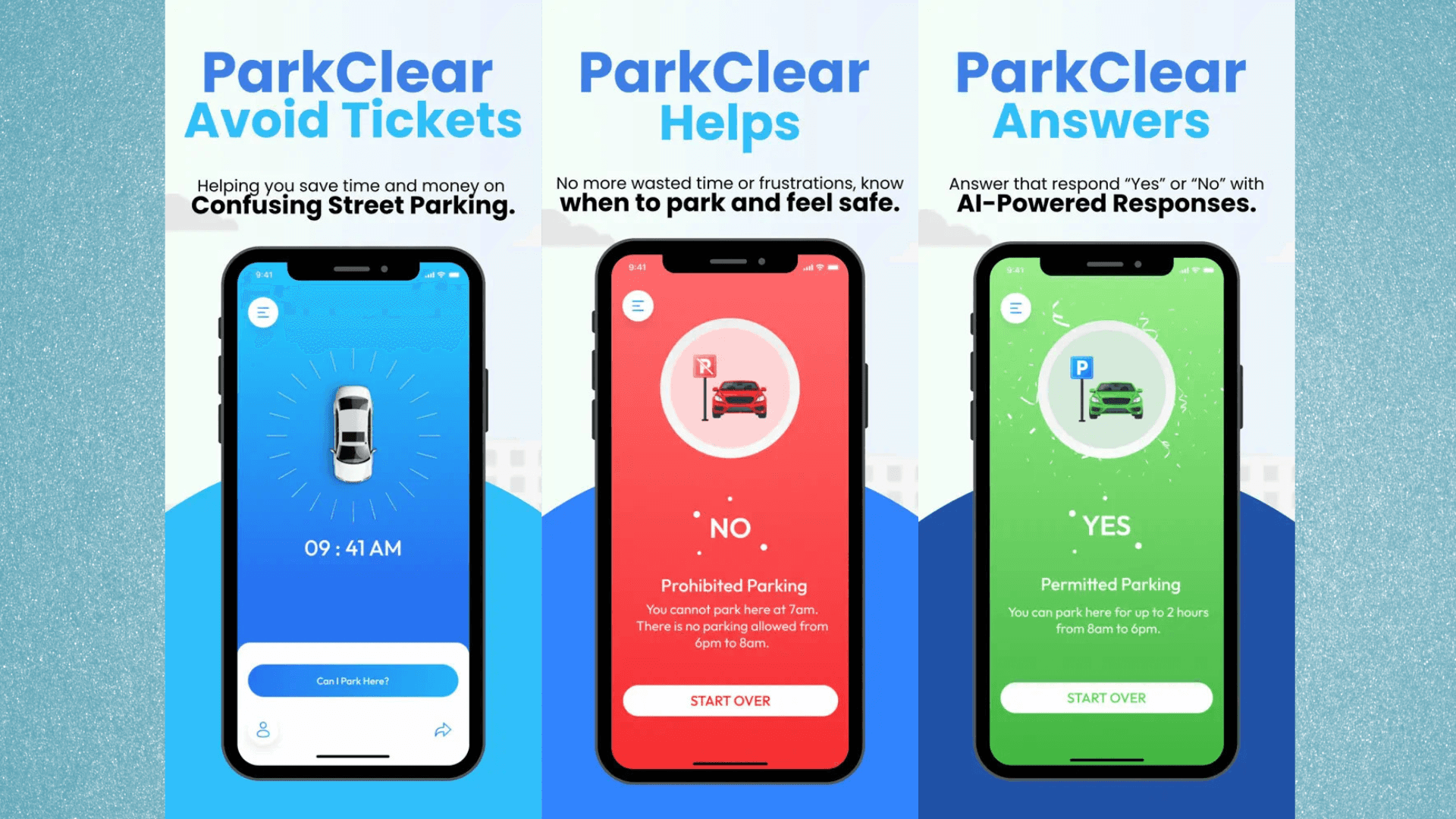ParkClear product preview for startup listing on Aura++