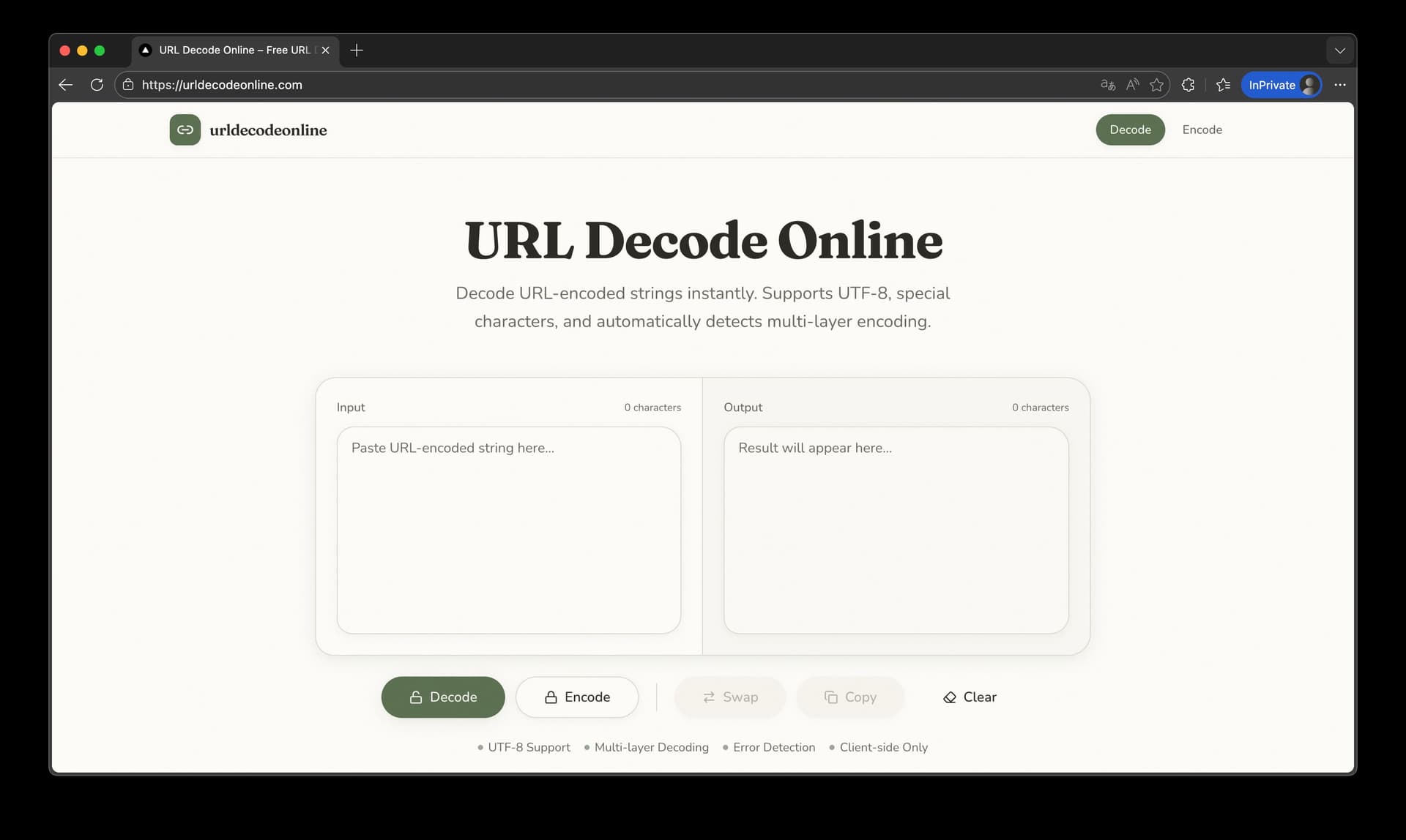 URL Decode Online product preview for startup listing on Aura++