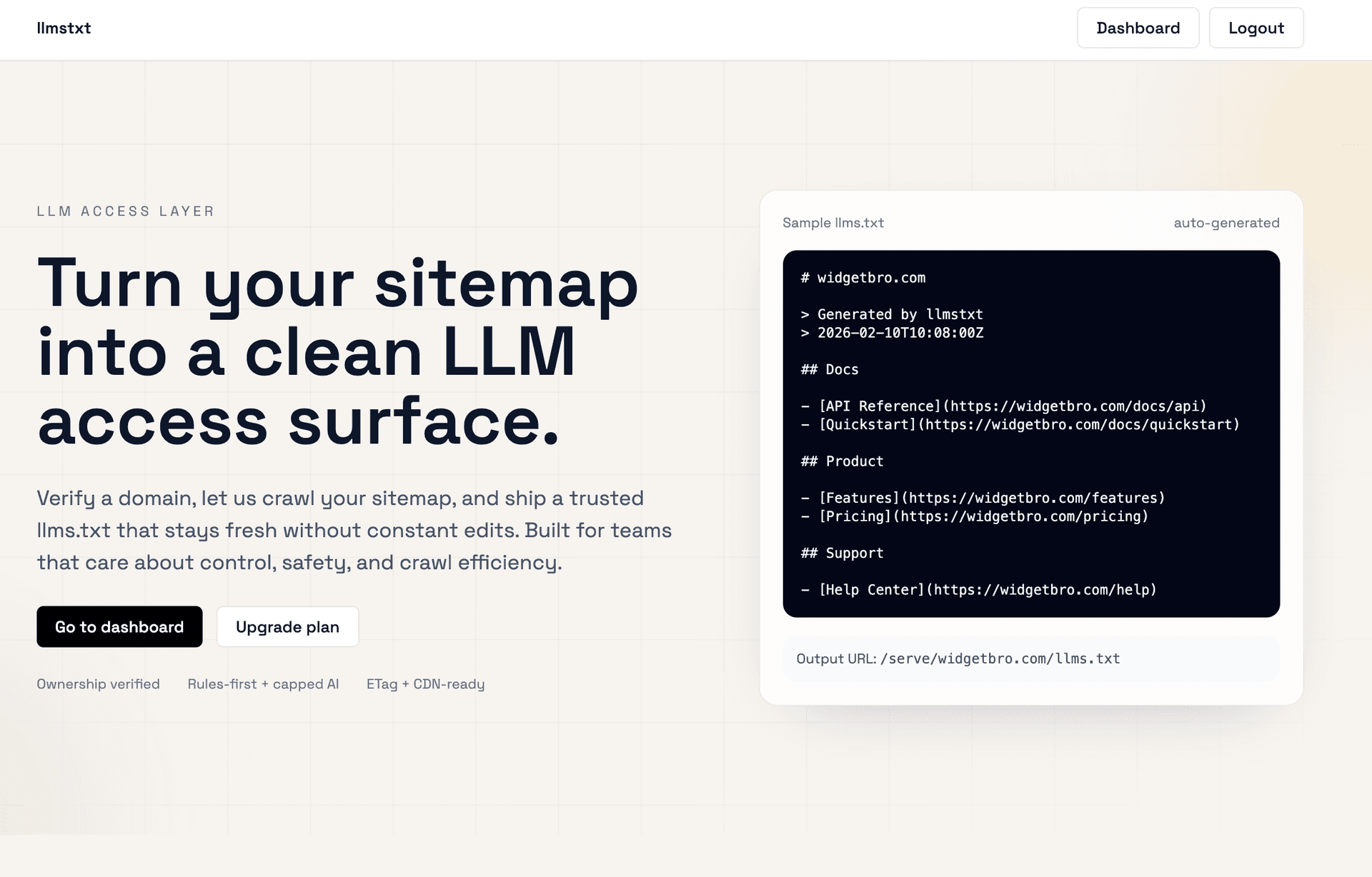 llmstxt.click product preview for startup listing on Aura++