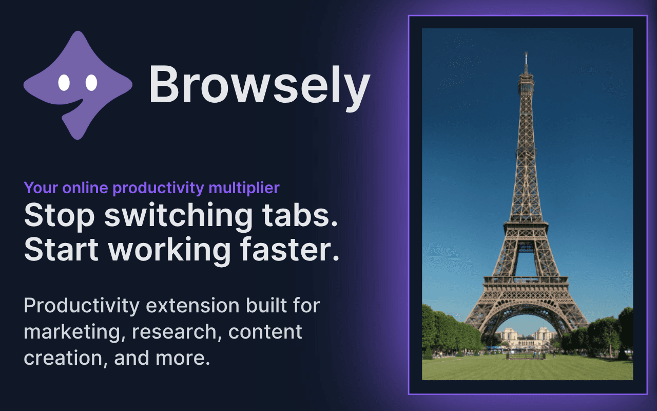 Browsely AI Browser Extension product preview for startup listing on Aura++