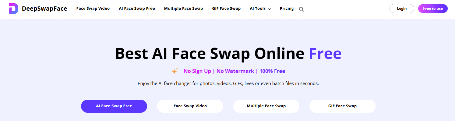 DeepSwapFace product preview for startup listing on Aura++