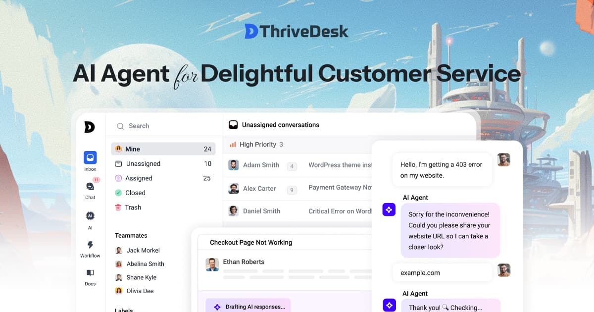 ThriveDesk product preview for startup listing on Aura++