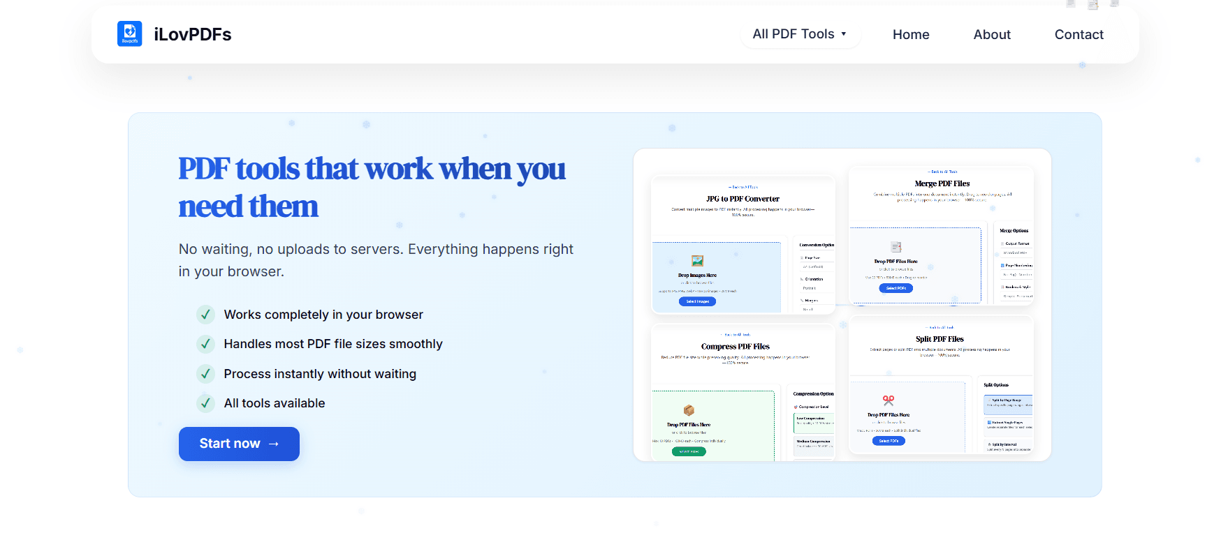 iLovPDFs product preview for startup listing on Aura++