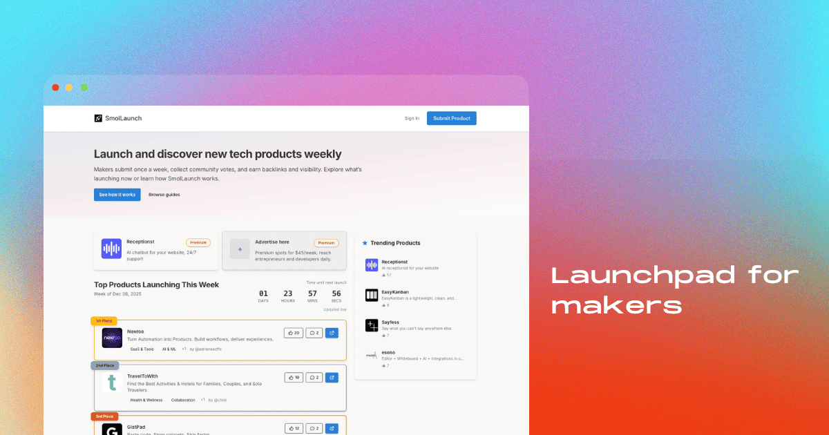 Smol Launch product preview for startup listing on Aura++