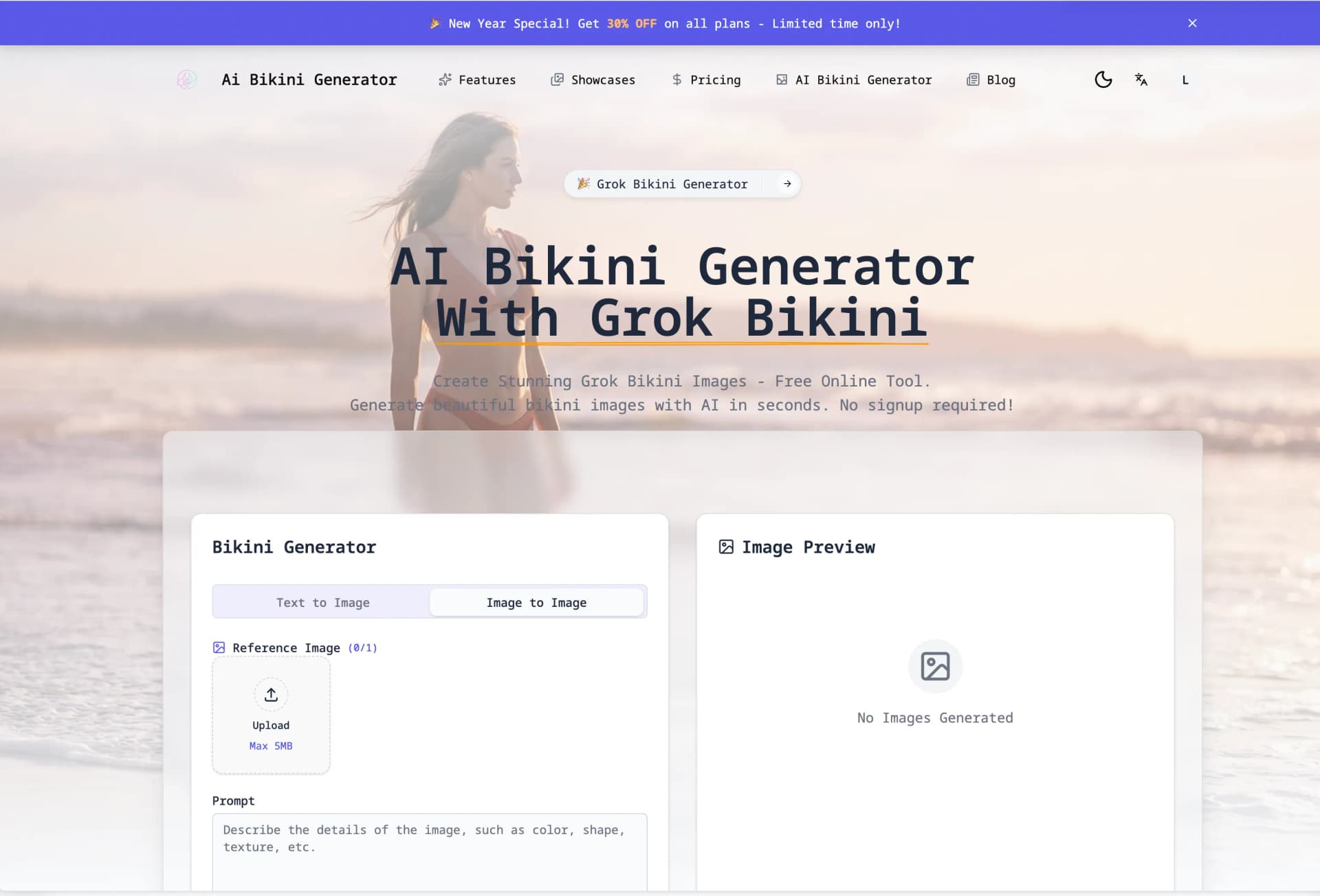 AI Bikini Image Generator product preview for startup listing on Aura++