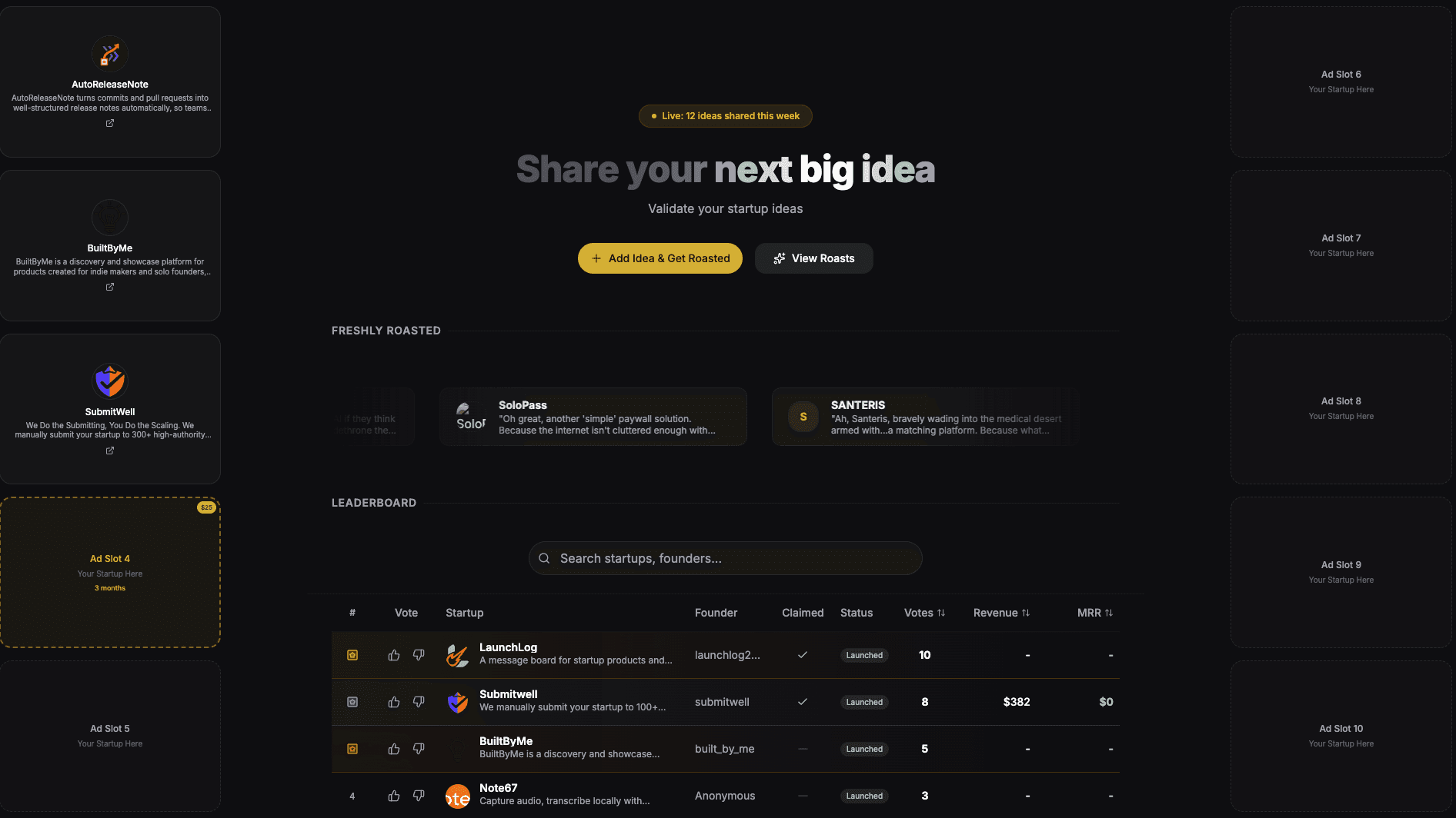 LaunchLog product preview for startup listing on Aura++