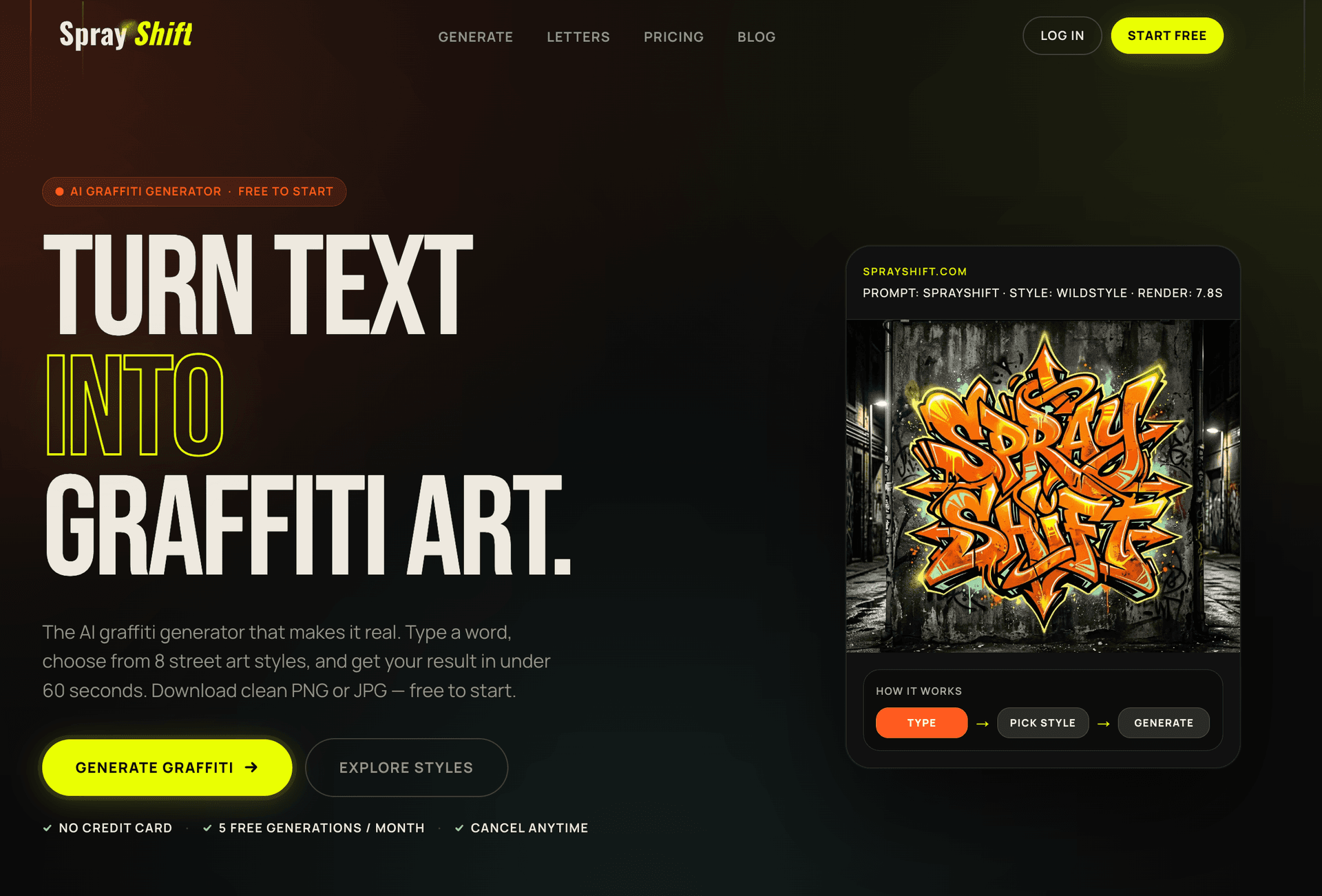 Graffiti Generator for Custom Graffiti Letters and art product preview for startup listing on Aura++