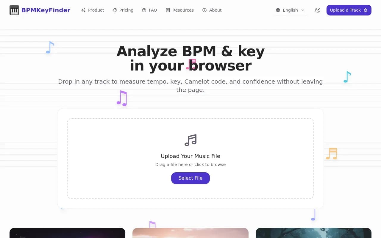 BPMKeyFinder product preview for startup listing on Aura++