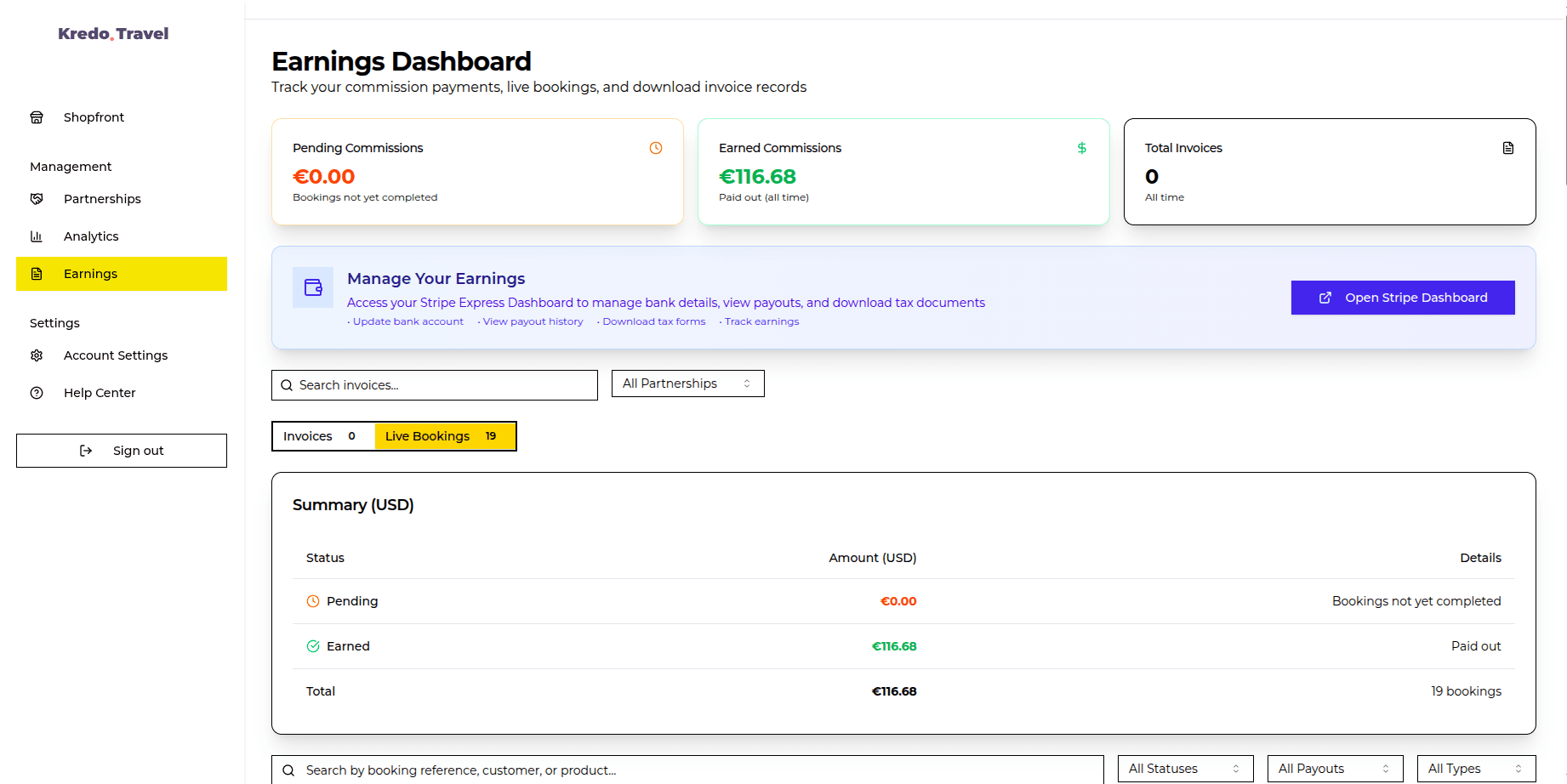 Kredo product preview for startup listing on Aura++