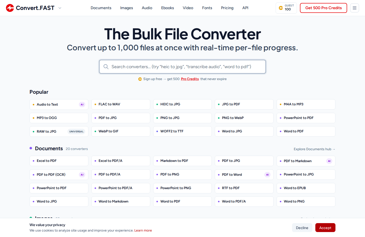 Tools.FAST Bulk File Converter product preview for startup listing on Aura++