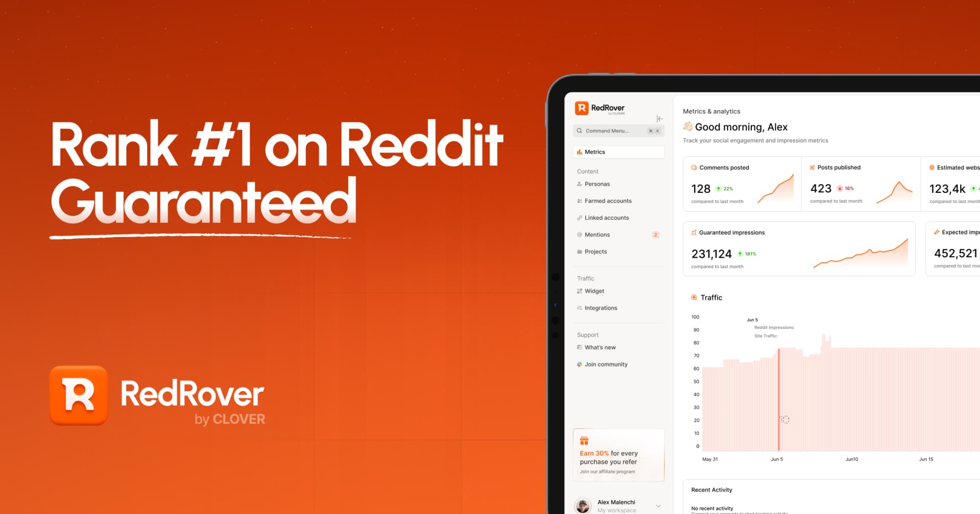 RedRover product preview for startup listing on Aura++