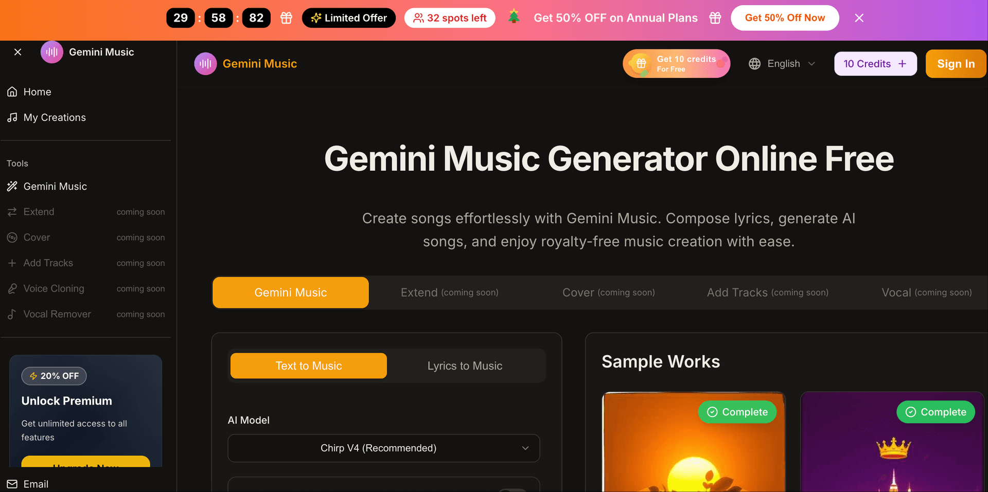 gemini music product preview for startup listing on Aura++