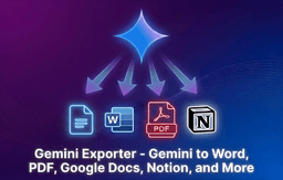 Gemini Exporter - Save Gemini to Word, PDF, Google Docs, Notion, and More startup logo on Aura++