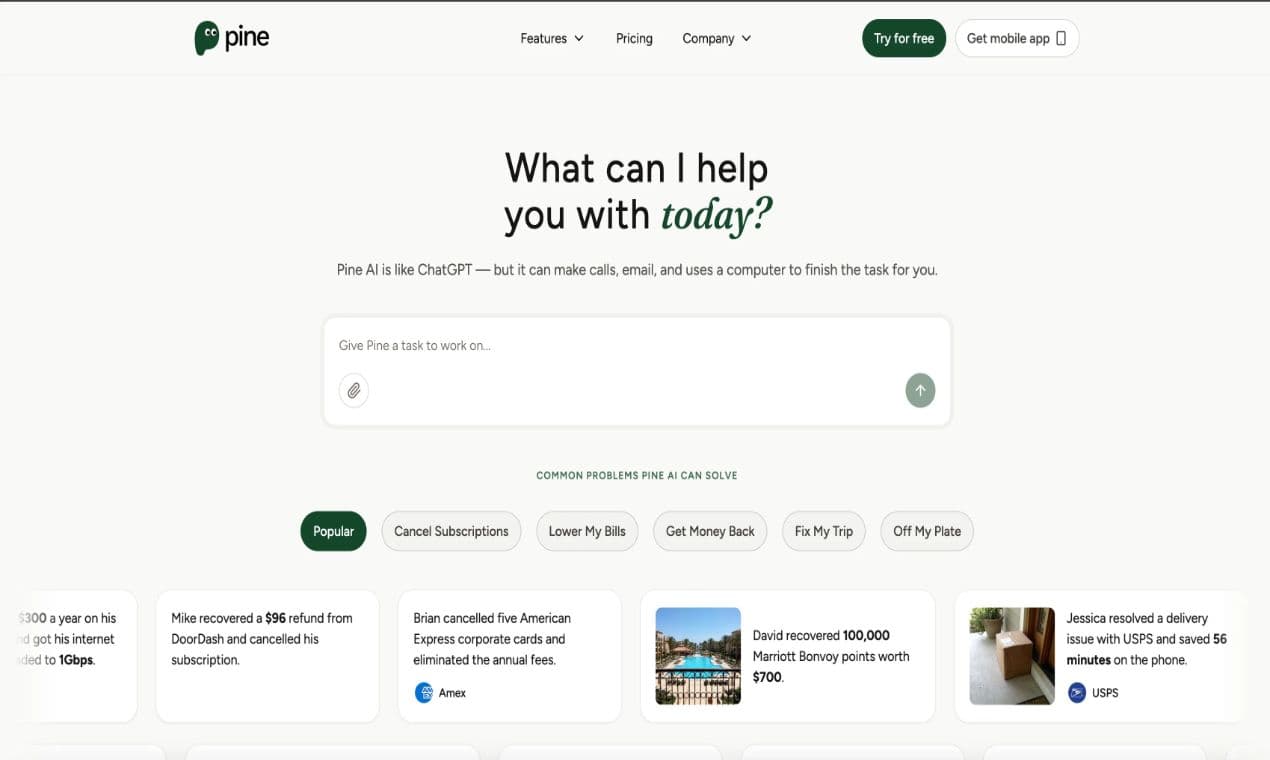 Pine AI product preview for startup listing on Aura++