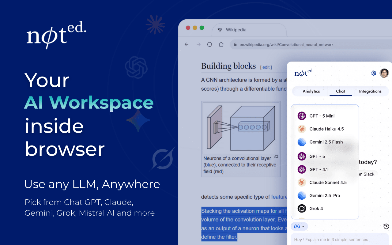 Noted product preview for startup listing on Aura++