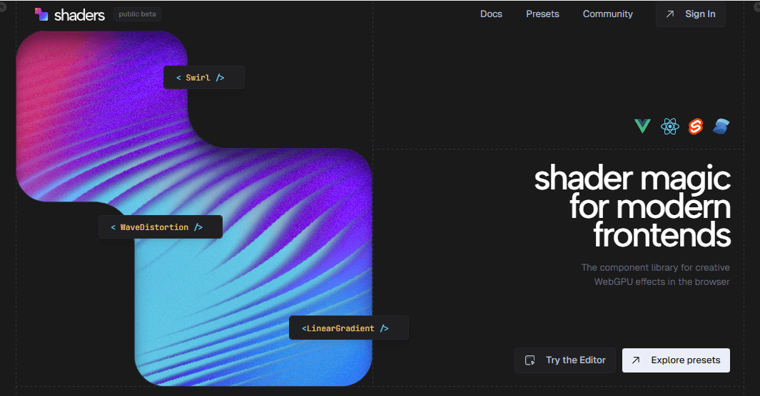 Shaders product preview for startup listing on Aura++