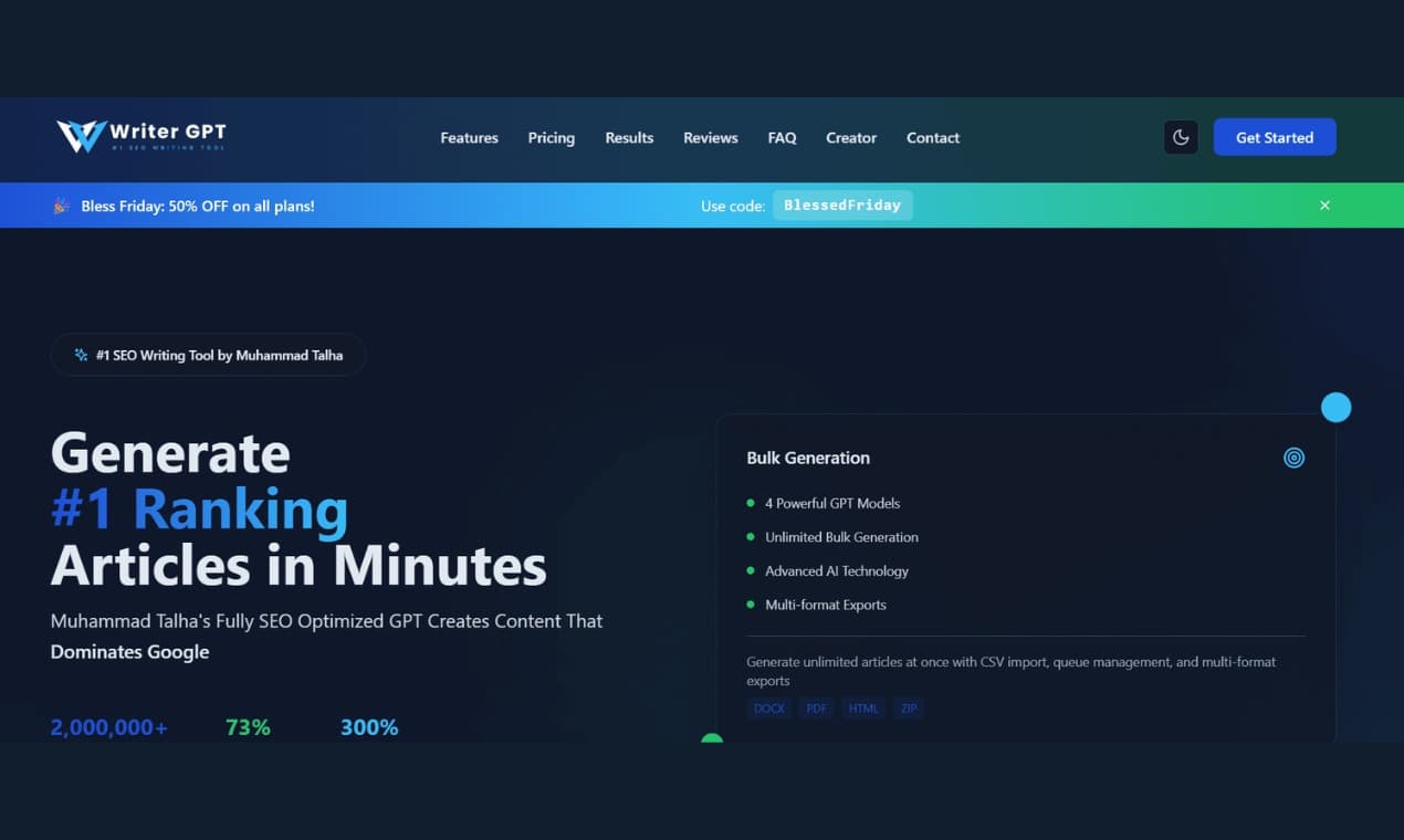 Writer-Gpt product preview for startup listing on Aura++