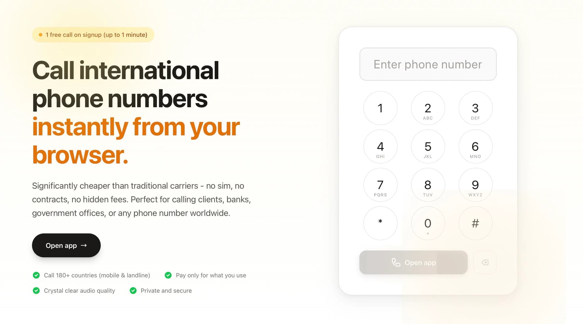 Phonecall product preview for startup listing on Aura++