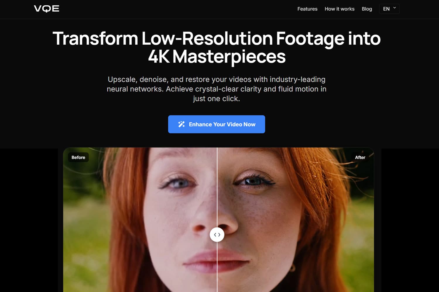 Video Quality Enhancer product preview for startup listing on Aura++