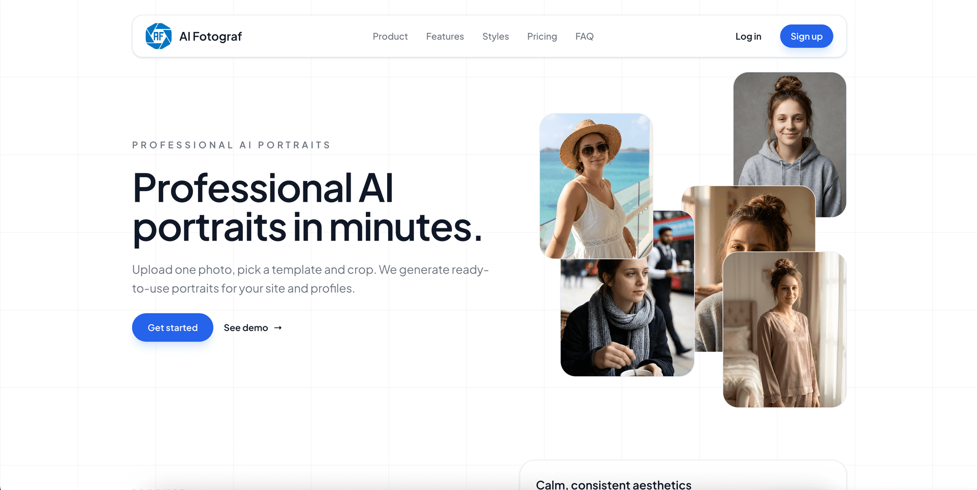 AIFotograf product preview for startup listing on Aura++