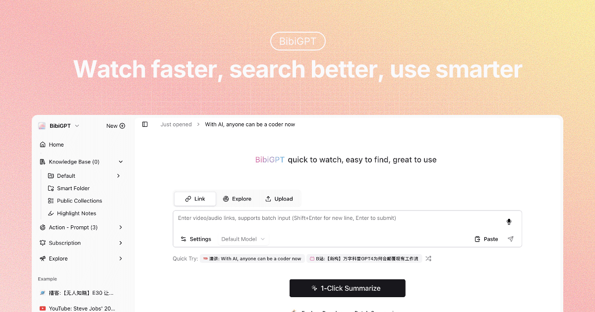 BibiGPT product preview for startup listing on Aura++