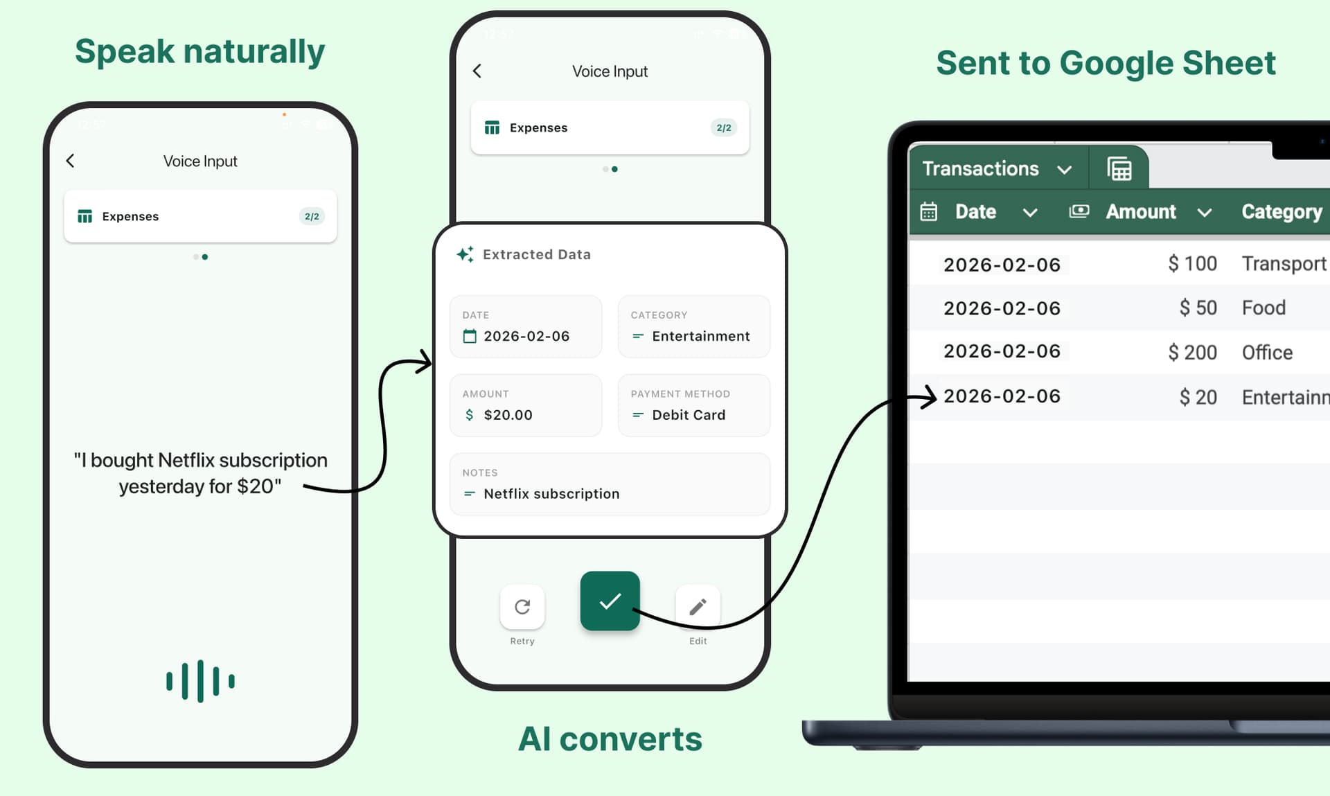 Voice Sheet product preview for startup listing on Aura++