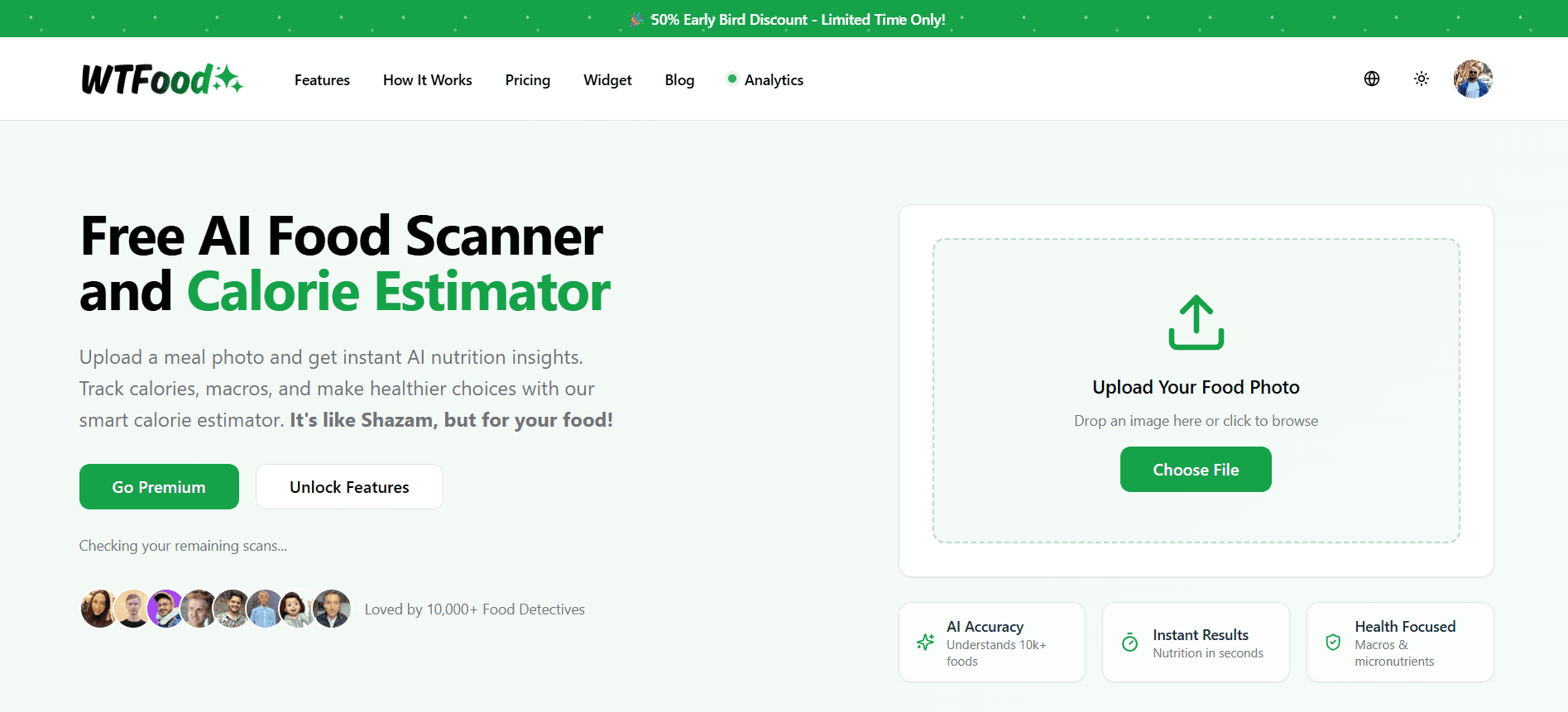 What The Food product preview for startup listing on Aura++