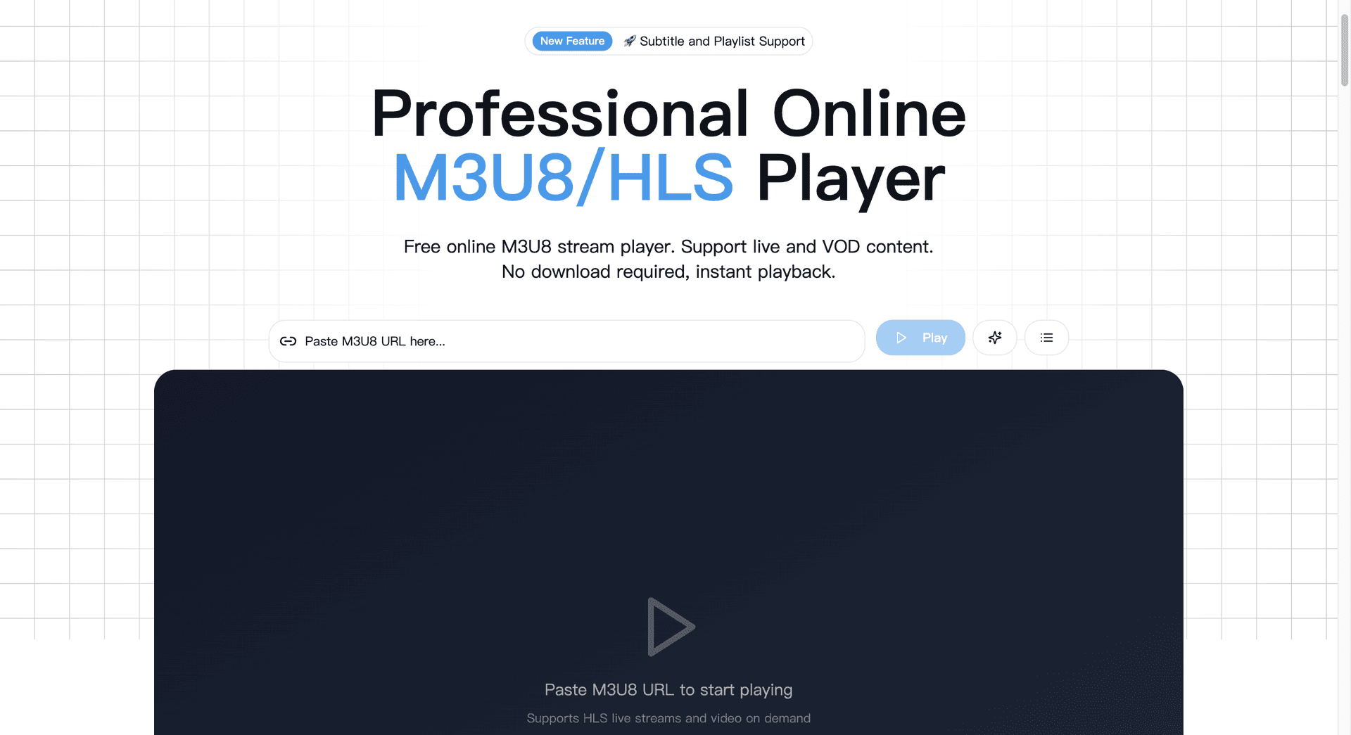 m3u8 player online product preview for startup listing on Aura++