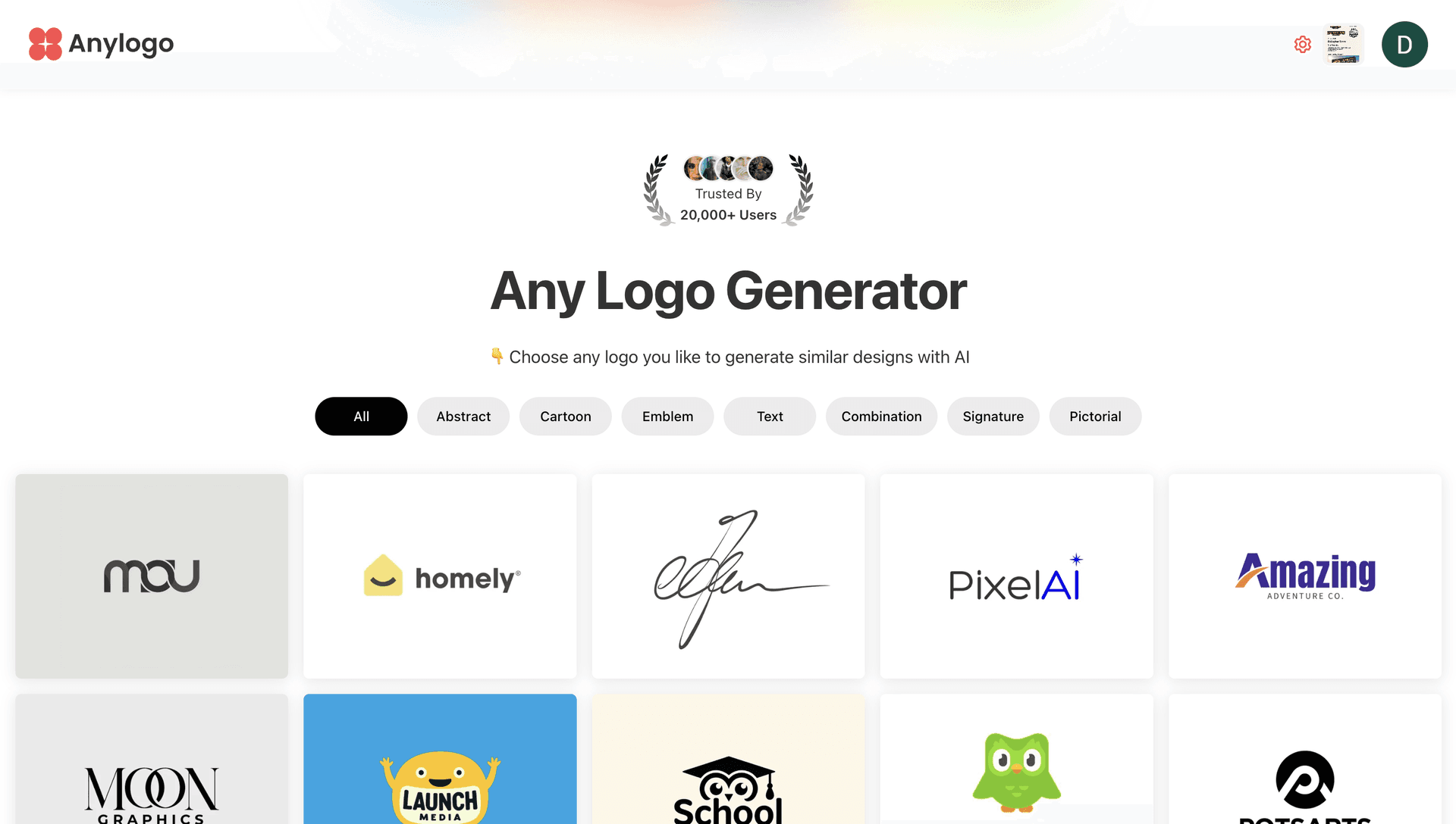 Any logo generator product preview for startup listing on Aura++