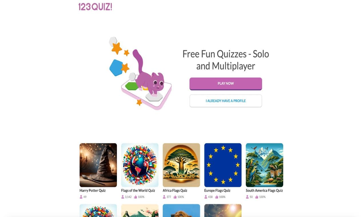 123QUIZ! product preview for startup listing on Aura++