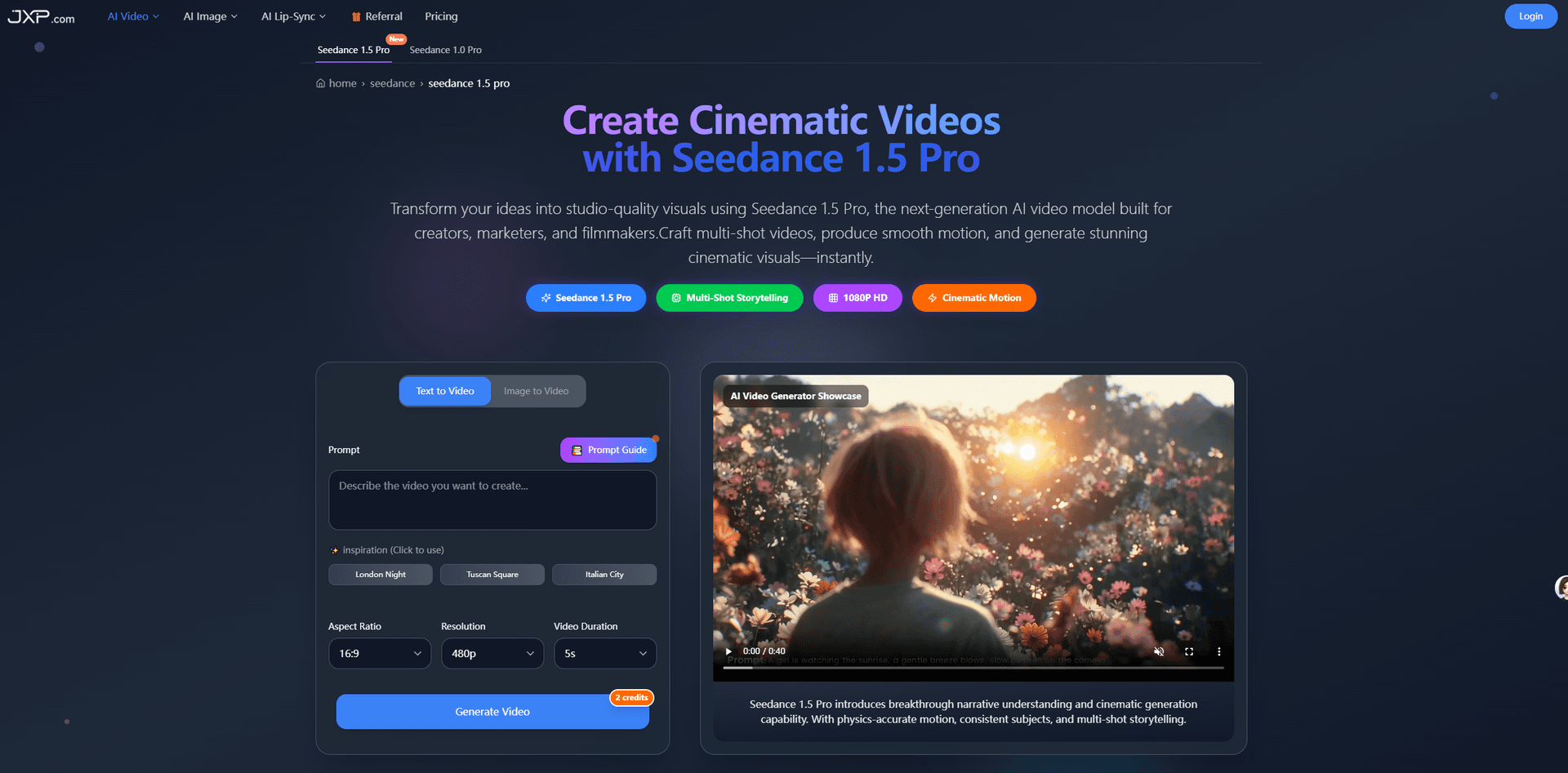 Seedance 1.5 Pro - AI Cinematic Video Generator product preview for startup listing on Aura++