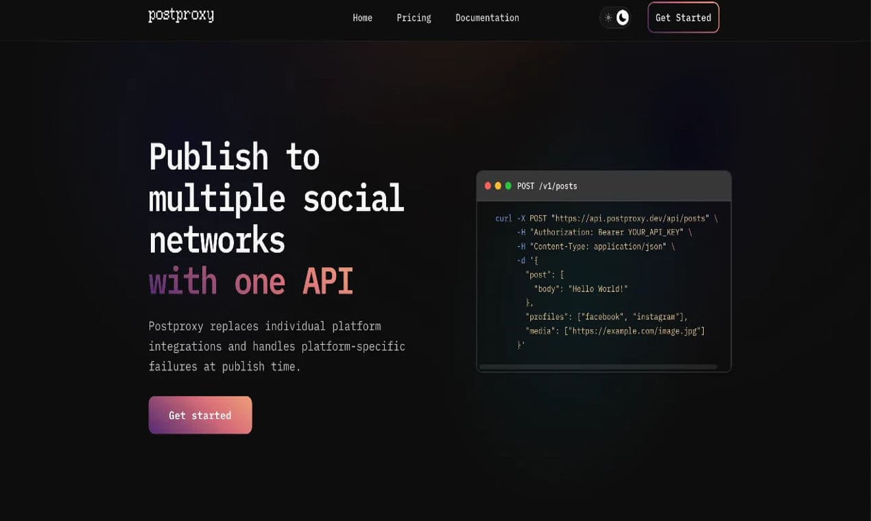 Postproxy product preview for startup listing on Aura++