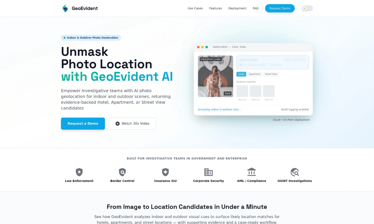 GeoEvident product preview for startup listing on Aura++
