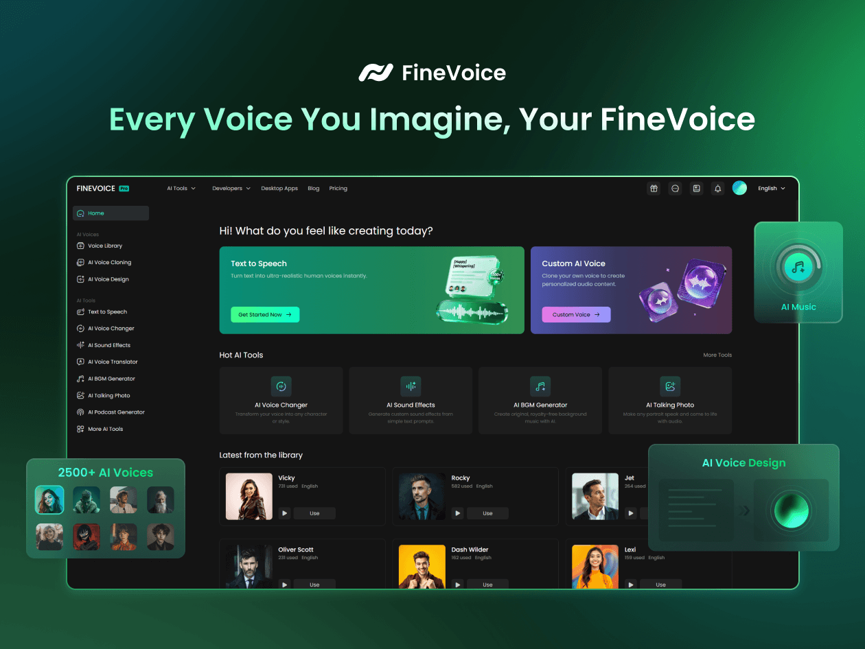 FineVoice product preview for startup listing on Aura++