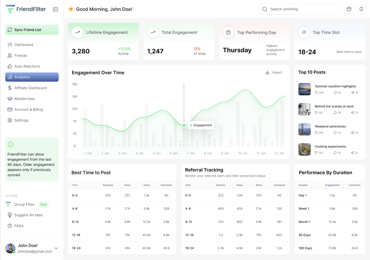 Friendfilter product preview for startup listing on Aura++