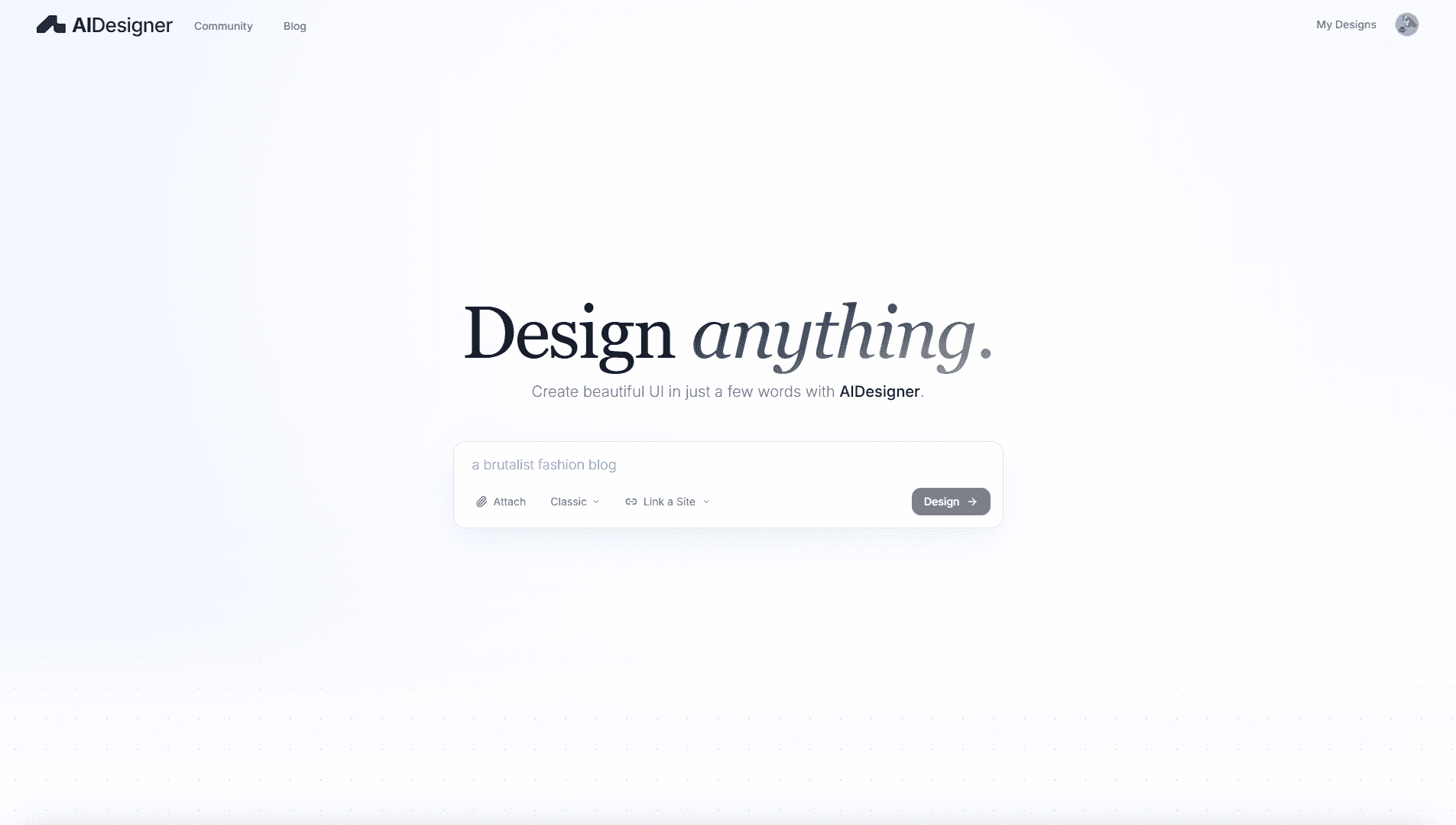 AIDesigner - AI UI/UX Generator product preview for startup listing on Aura++