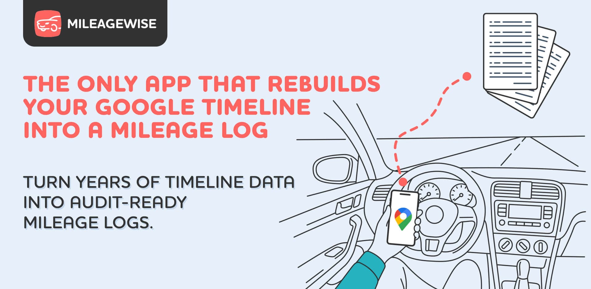 Mileage Log  product preview for startup listing on Aura++