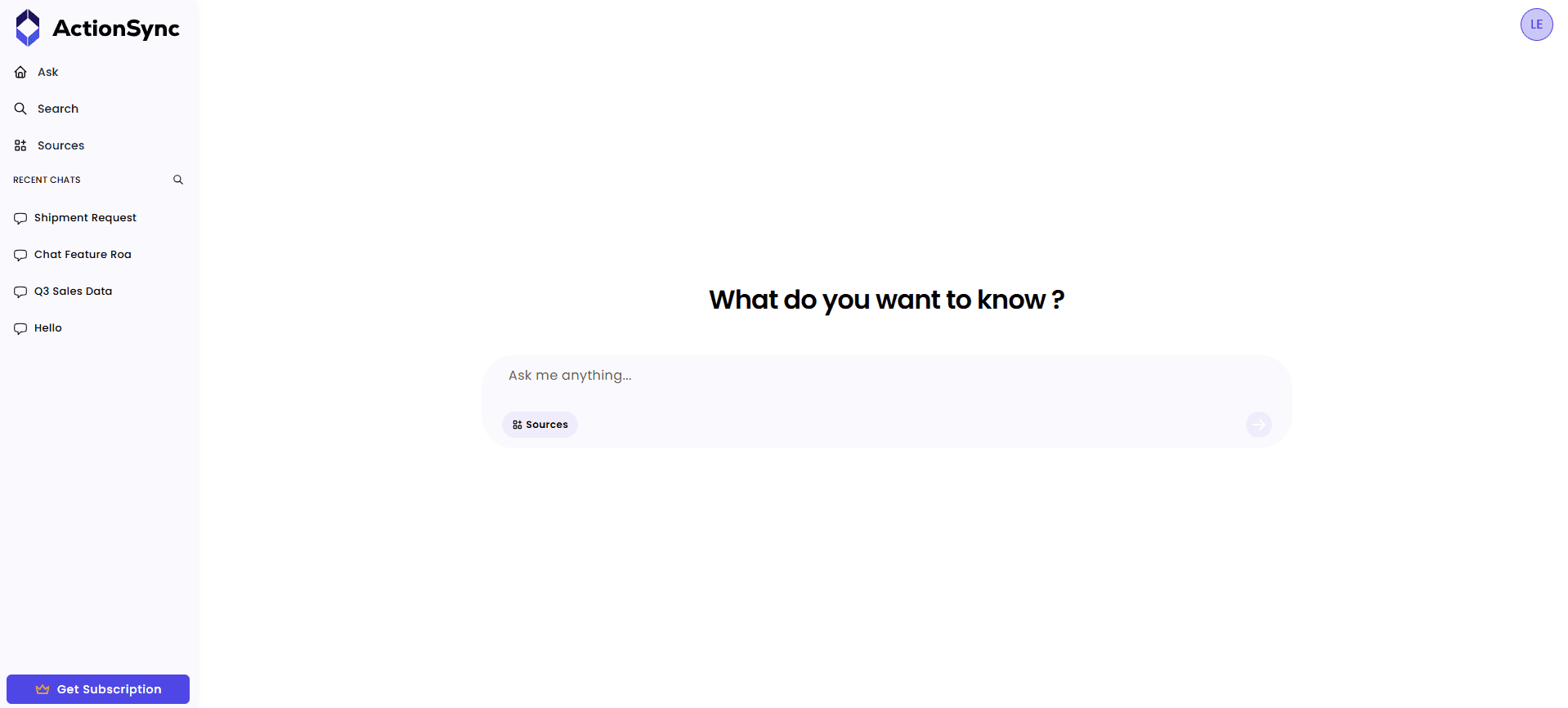 ActionSync: Enterprise AI Assistant product preview for startup listing on Aura++