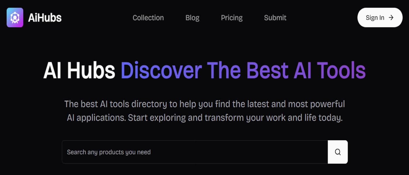 AiHubs product preview for startup listing on Aura++