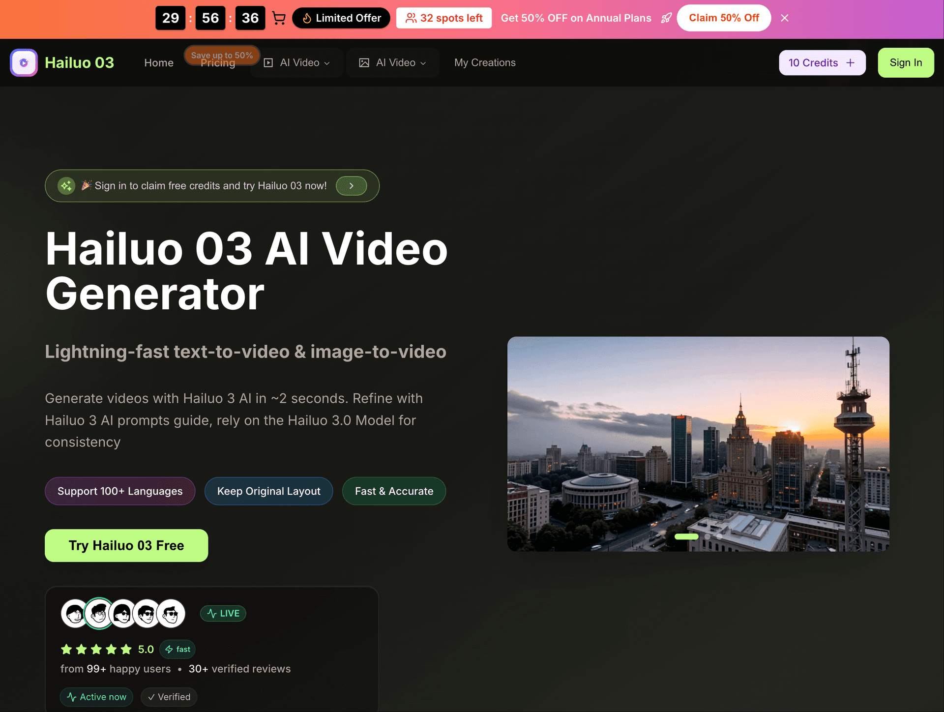 Hailuo 3.0 product preview for startup listing on Aura++