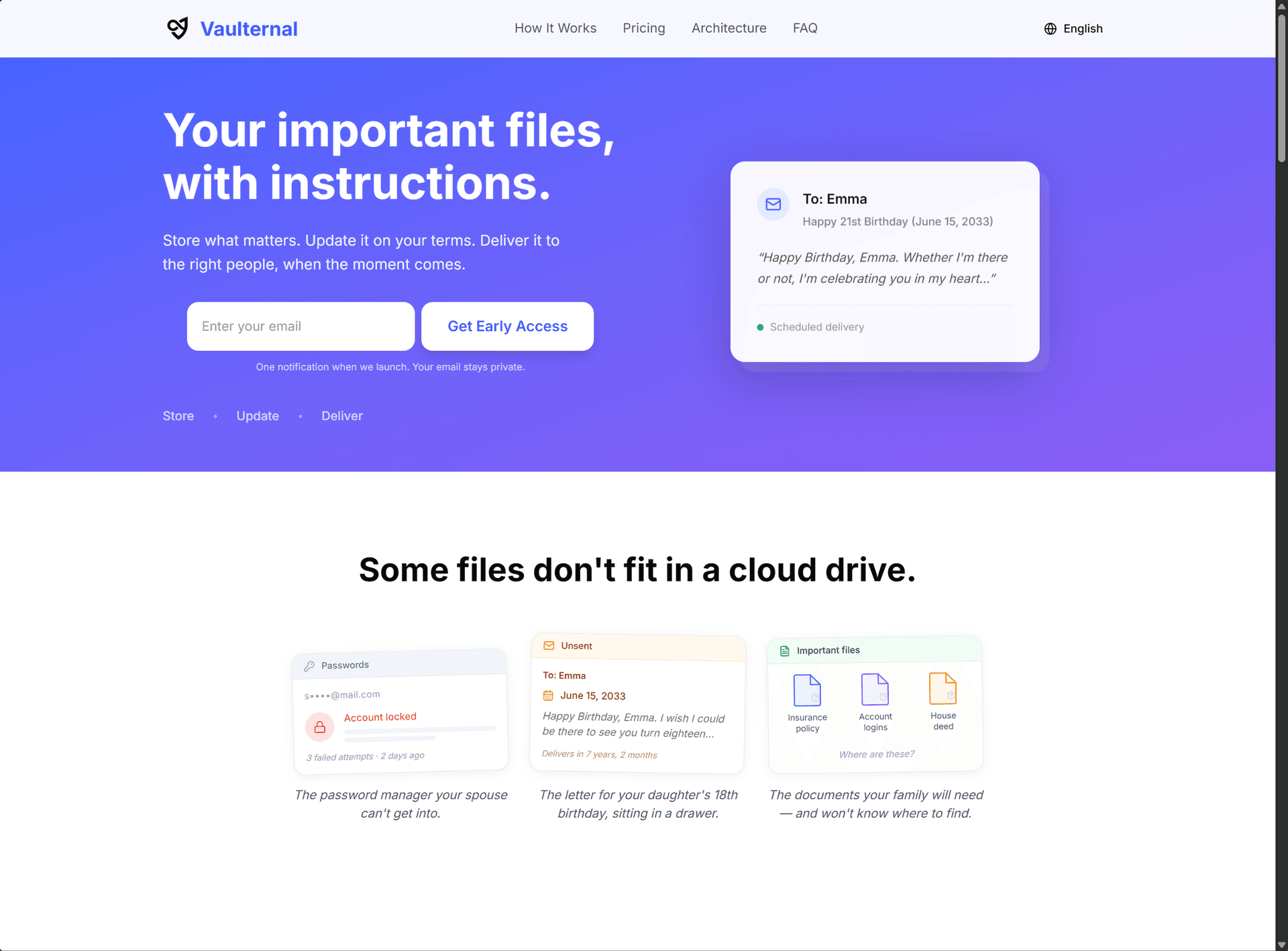 Vaulternal product preview for startup listing on Aura++