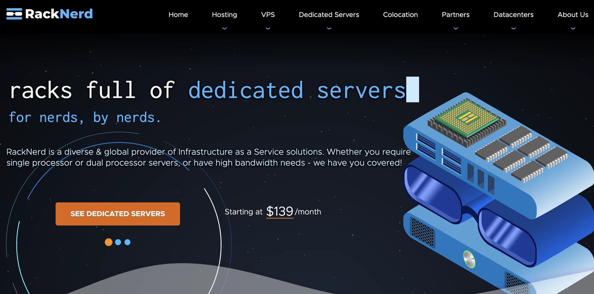 RackNerd Infrastructure as a Service product preview for startup listing on Aura++