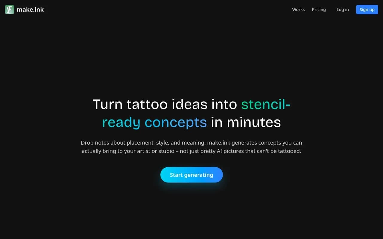 make.ink product preview for startup listing on Aura++