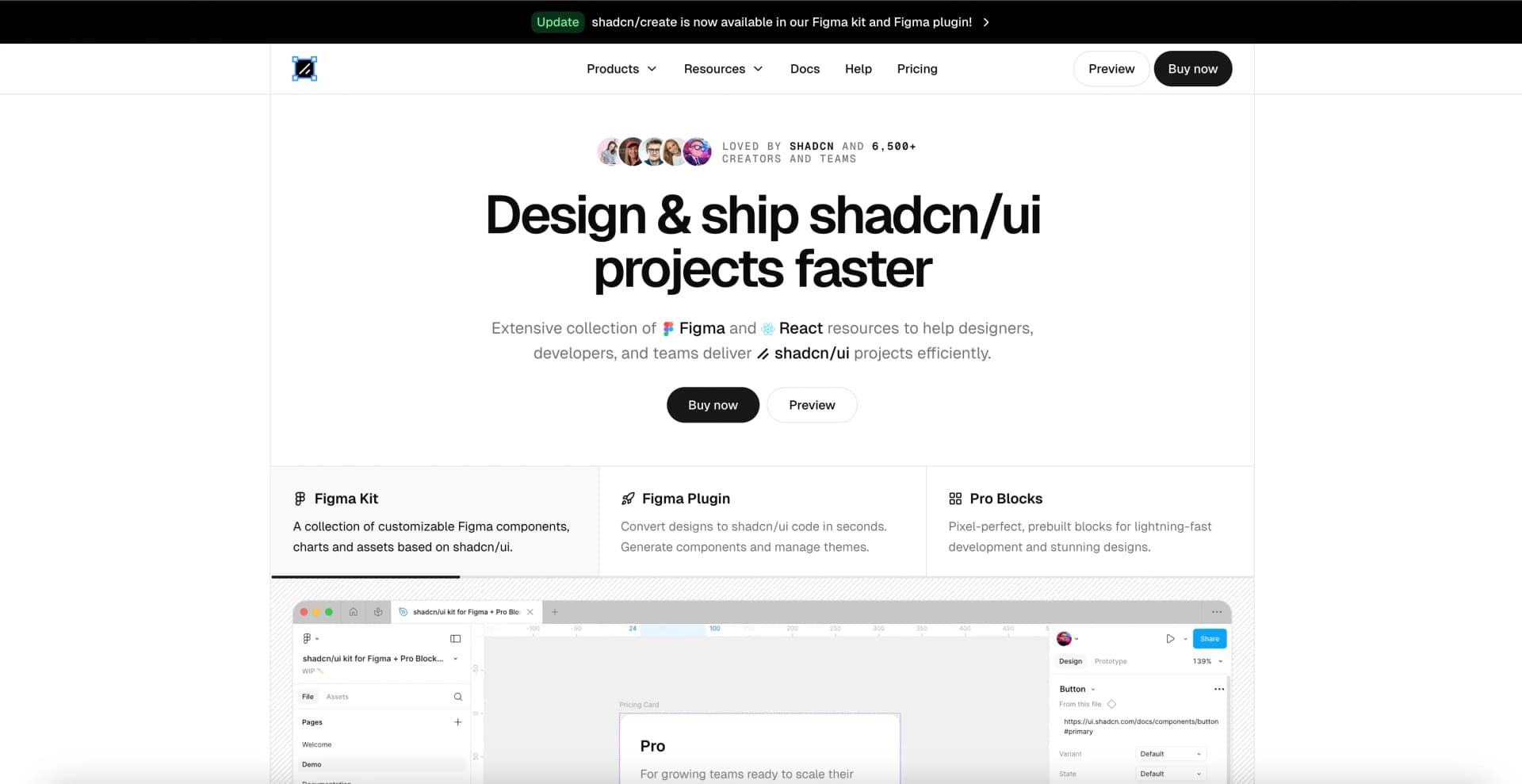 ShadcnDesign product preview for startup listing on Aura++